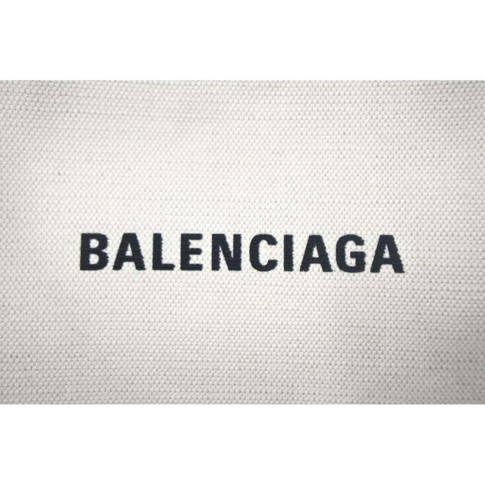 BALENCIAGA Clutch Bag Logo Canvas Leather White Black - Picture 4 of 9